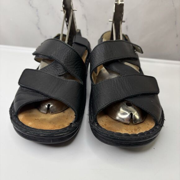 Finn Comfort Sandals Women's Slingback Black Leather Buckle sz 38 D US 7 Strappy - Picture 2 of 15